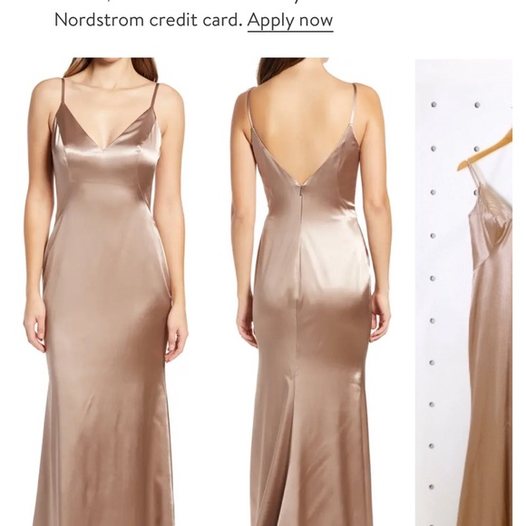NUDE Gold Backless Gown Spaghetti Strap - Picture 1 of 3